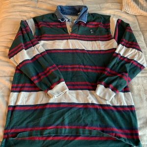 Rugby Shirt With Denim Collar